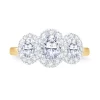 Jack Murphy Jewellers Natural Three-Stone Diamond Rings | 18ct Yellow Gold Oval & Halo Three Stone Diamond Ring, 0.96ct