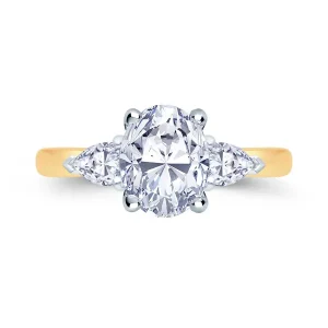 Jack Murphy Jewellers Natural Three-Stone Diamond Rings | 18ct Yellow Gold Oval & Pear Three Stone Diamond Ring, 1.02ct