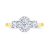 Jack Murphy Jewellers Natural Three-Stone Diamond Rings | 18ct Yellow Gold Oval Halo & Round Three Stone Diamond Ring, 1.32ct