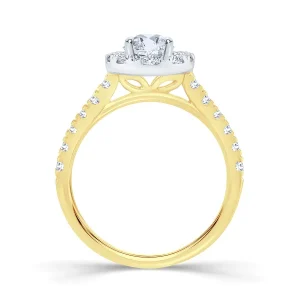 Jack Murphy Jewellers Natural Halo Diamond Rings | 18ct Yellow Gold Oval, Halo & Shoulder Set Diamond Ring, 1.31ct