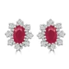Jack Murphy Jewellers Jmj Gemstone Jewellery | Jmj Diamond Set Jewellery | 9ct Yellow Gold Oval Ruby & Diamond Halo Stud Earrings