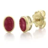 Jack Murphy Jewellers Jmj Gemstone Jewellery | Jmj Gold Jewellery | 9ct Yellow Gold Oval Ruby Rub Over Stud Earrings