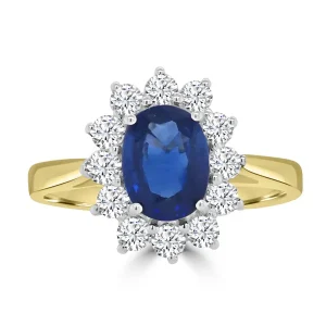 Jack Murphy Jewellers Jmj Gemstone Jewellery | 18ct Yellow Gold Oval Sapphire & Diamond Cluster Halo Ring