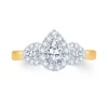 Jack Murphy Jewellers Natural Three-Stone Diamond Rings | 18ct Yellow Gold Pear & Halo Three Stone Diamond Ring, 1.16ct