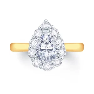 Jack Murphy Jewellers Natural Halo Diamond Rings | 18ct Yellow Gold Pear & Halo Diamond Ring 0.85ct