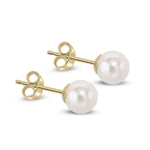 Jack Murphy Jewellers Bridal Jewellery | 9ct Yellow Gold Pear Akoya Pearl Stud Earrings