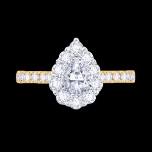 Jack Murphy Jewellers Natural Halo Diamond Rings | 18ct Yellow Gold Pear, Halo & Shoulder Set Diamond Ring 0.85ct