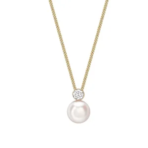 Jack Murphy Jewellers Jmj Diamond Set Jewellery | Jmj Gold Jewellery | 18ct Yellow Gold Pearl & Diamond Solitaire Necklace, 0.20ct