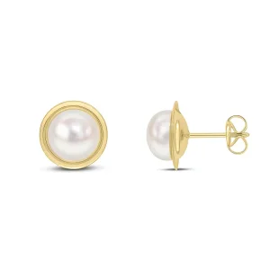 Jack Murphy Jewellers Bridal Jewellery | Jmj Gold Jewellery | 9ct Yellow Gold Rimmed Freshwater Pearl 10mm Stud Earrings
