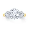 Jack Murphy Jewellers Natural Three-Stone Diamond Rings | Natural Halo Diamond Rings | 18ct Yellow Gold Round & Pear Three Stone Diamond Ring 1.50ct