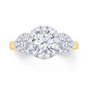 Jack Murphy Jewellers Natural Three-Stone Diamond Rings | 18ct Yellow Gold Round & Pear Three Stone Diamond Ring, 0.89ct