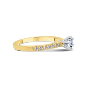 Jack Murphy Jewellers Natural Solitaire Diamond Rings | 18ct Yellow Gold Round Brilliant Solitaire, Six Claw Shoulder Set Diamond Ring, 0.63ct