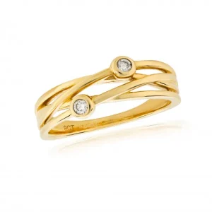 Jack Murphy Jewellers All Jmj & Branded Fashion Jewellery | Jmj Diamond Set Jewellery | 9ct Yellow Gold Split Cross-Over Two Natural Diamond Dress Ring 0.08ct