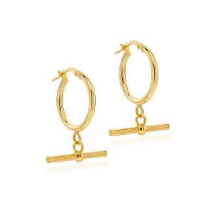 Jack Murphy Jewellers Jmj Gold Jewellery | 9ct Yellow Gold T-Bar 15mm Creole Hoops Earrings