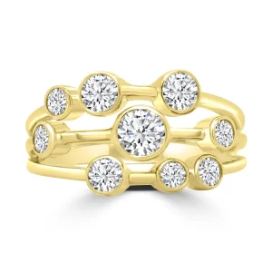 Jack Murphy Jewellers Jmj Diamond Set Jewellery | Jmj Gold Jewellery | 18ct Yellow Gold Three Row Bubble Diamond Ring 0.87ct