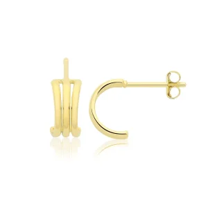 Jack Murphy Jewellers Jmj Gold Jewellery | 9ct Yellow Gold Triple Post Half Hoop Stud Earrings