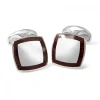 Deakin & Francis Jmj Cufflinks | Sterling Silver & Red Enamel Border