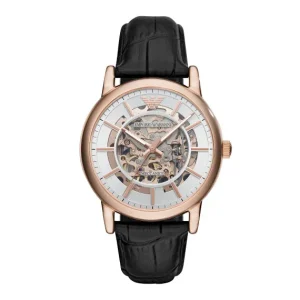 Emporio Armani Mens Emporio Armani Watches | Gents Skeleton Automatic Rose Tone Watch