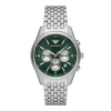 Emporio Armani Mens Emporio Armani Watches | 41mm Antonio Chronograph Green & Stainless Steel Mesh Watch