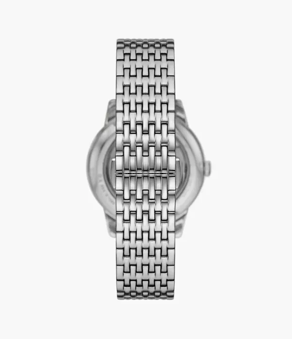 Emporio Armani Mens Emporio Armani Watches | 39mm Automatic White Dial Stainless Steel Bracelet Watch