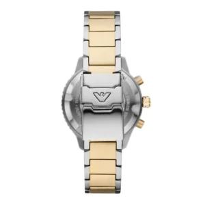 Emporio Armani Mens Emporio Armani Watches | 43mm Diver Chronographic Two Tone Yellow & Steel Watch