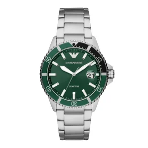 Emporio Armani Mens Emporio Armani Watches | 42mm Diver Green & Stainless Steel Watch