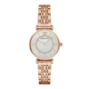 Emporio Armani Ladies Emporio Armani Watches | 32mm Gianni T-Bar Rose Tone CZ Mother of Pearl Dial Link Watch