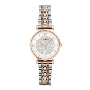 Emporio Armani Ladies Emporio Armani Watches | 32mm Gianni T-Bar Rose & Silver CZ Link Watch