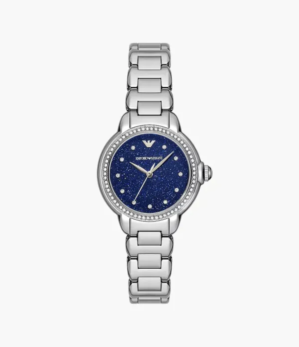 Emporio Armani Ladies Emporio Armani Watches | 32mm Ladies Mia Blue Dial Three-Hand Stainless Steel Watch