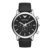 Emporio Armani Mens Emporio Armani Watches | 46mm Luigi Black Dial Stainless Steel Leather Strap Watch