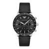 Emporio Armani Mens Emporio Armani Watches | 43mm Mario Chronograph Quartz Black Dial Strap Watch