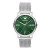 Emporio Armani Mens Emporio Armani Watches | 42mm Minimalist Green & Silver Mesh Strap Watch