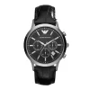 Emporio Armani Mens Emporio Armani Watches | 43mm Renato Chronographic Black Dial Leather Watch