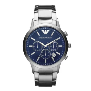 Emporio Armani Mens Emporio Armani Watches | 43mm Renato Chronographic Blue Dial Stainless Steel Watch