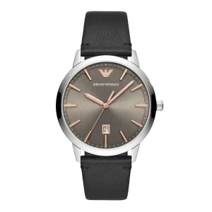 Emporio Armani Mens Emporio Armani Watches | 43mm Ruggero Grey & Rose Tone Leather Watch