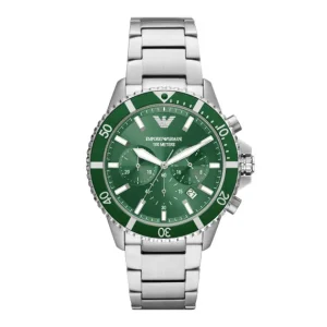 Emporio Armani Mens Emporio Armani Watches | 43mm Sea Explorer Green & Stainless Steel Watch