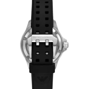 Emporio Armani Mens Emporio Armani Watches | 42mm Sea Explorer Black & Silicone Strap Watch