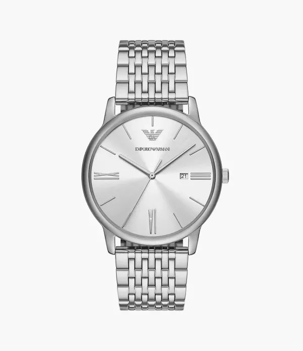 Emporio Armani Ladies Emporio Armani Watches | 42mm Three-Hand Date Stainless Steel Watch