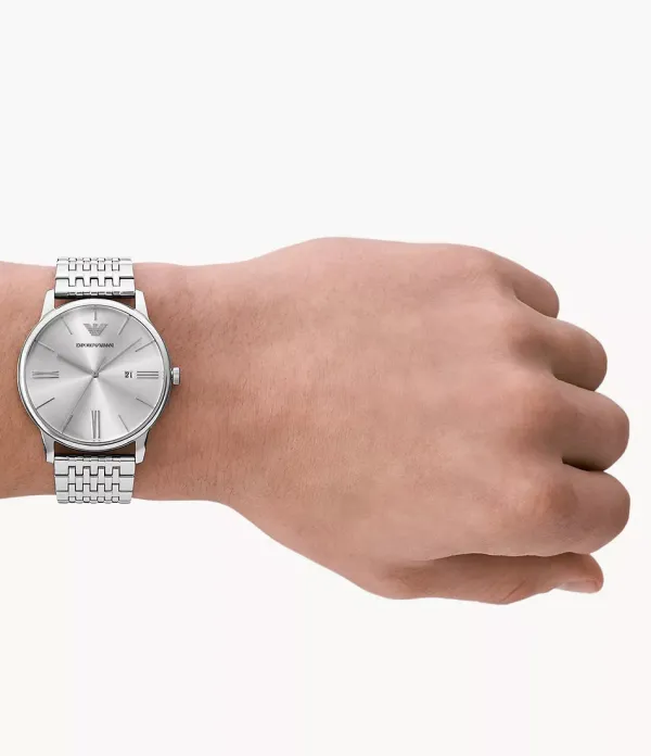 Emporio Armani Ladies Emporio Armani Watches | 42mm Three-Hand Date Stainless Steel Watch