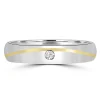 Jack Murphy Jewellers Yellow Gold Wedding Rings | Platinum Wedding Rings | Flat Court Polished Platinum & Yellow Gold Swirl Diamond Band 4mm