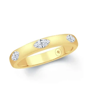 Jack Murphy Jewellers Yellow Gold Wedding Rings | Yellow Gold Wedding & Eternity Rings | Marquise Cut Diamond, 18ct Yellow Gold 3mm Band, 0.30ct