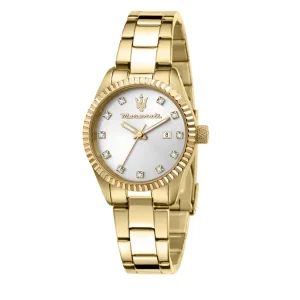 Maserati Ladies Maserati Watches | 31mm Competizione Gold Toned Steel Bezel Set Watch