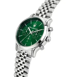 Maserati Mens Maserati Watches | 42mm Epoca Green Dial Chronograph Stainless Steel Watch