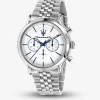 Maserati Mens Maserati Watches | 42mm Epoca White Dial Chronograph Stainless Steel Watch