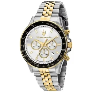 Maserati Mens Maserati Watches | 44mm Sfida White Dial Two Tone Stainless Steel Bracelet Watch