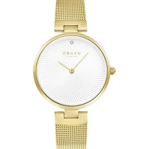Obaku Ladies Obaku Watches | 32mm DIAMANT - GOLD Diamond Set Steel Mesh Watch
