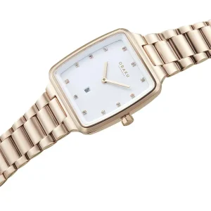 Obaku Ladies Obaku Watches | 33mm FJORD LILLE - FUSHSIA Rose Toned Steel Link Watch