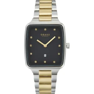 Obaku Ladies Obaku Watches | 33mm FJORD LILLE - STERLING Two Tone Crystal Dial Link Watch