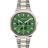 Obaku Mens Obaku Watches | 42mm ILD - JUDE Silver & Royal Green Tone Chronograph Link Watch