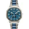 Obaku Mens Obaku Watches | 42mm ILD -BLUESTEEL Silver & Blue Tone Chronograph Link Watch